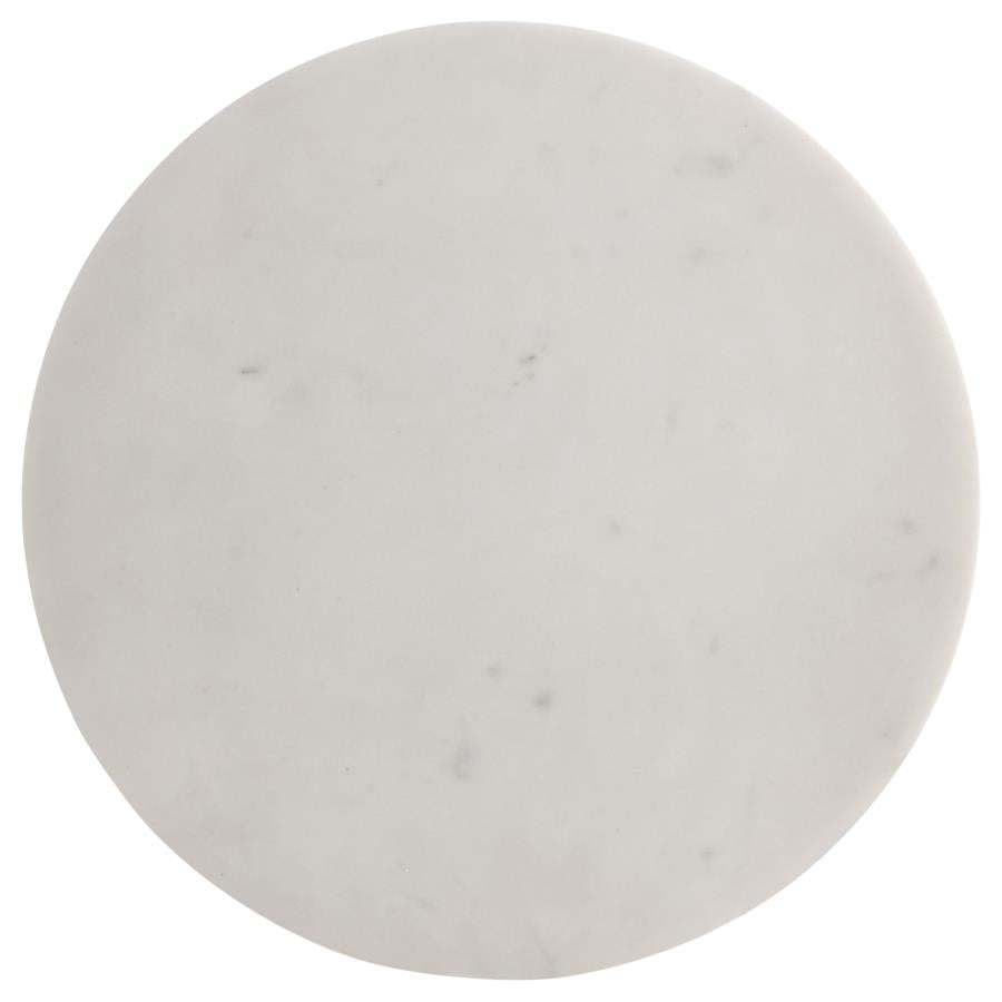 Colette Round Marble Top Side Table White and Dark Grey