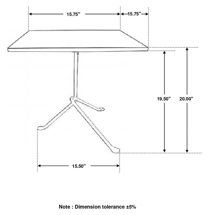 Heitor Square Accent Table with Tripod Legs Dark Brown and Gunmetal