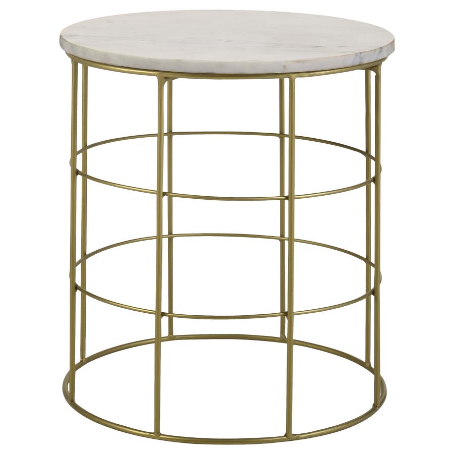 Heloisa Round Accent Table with Marble Top White