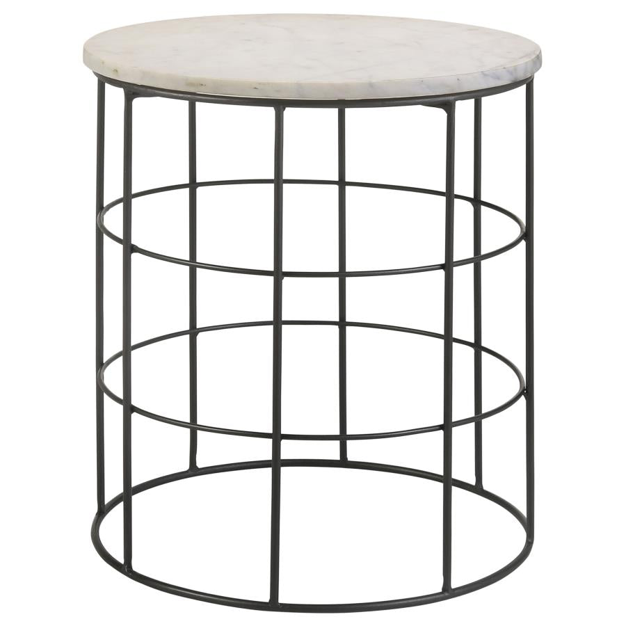 Halona Round Accent Table with Marble Top White