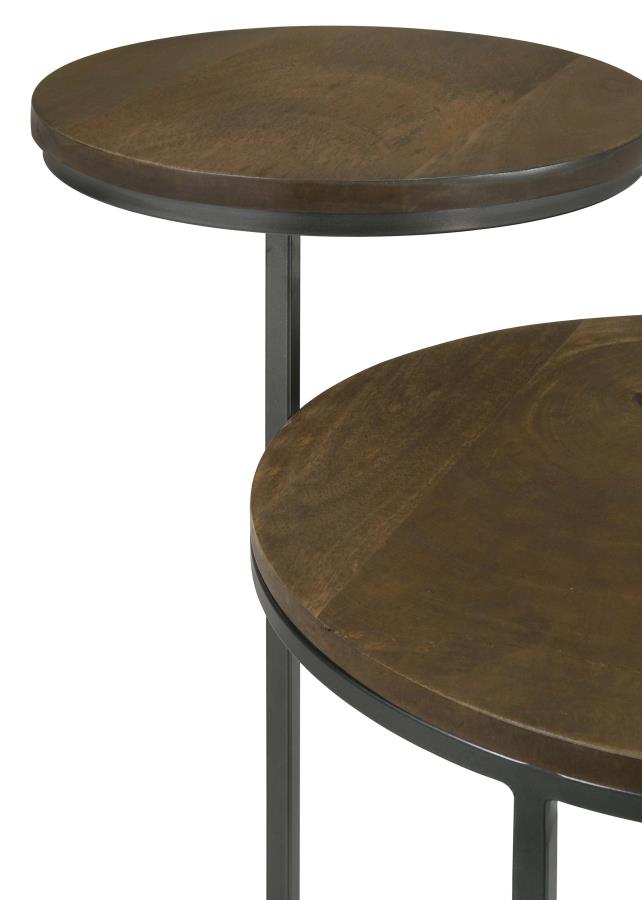 Yael Round Accent Table Natural and Gunmetal