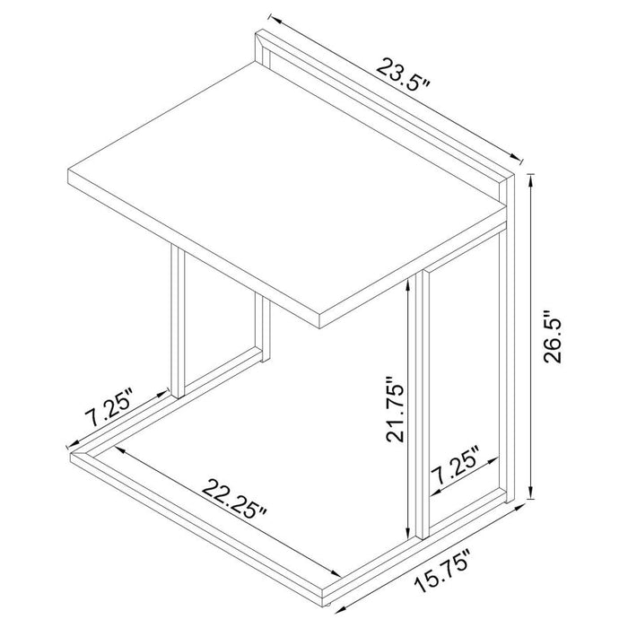 Dani Rectangular Snack Table with Metal Base WHITE