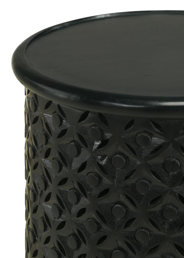 Krish 18-inch Round Accent Table Black Stain