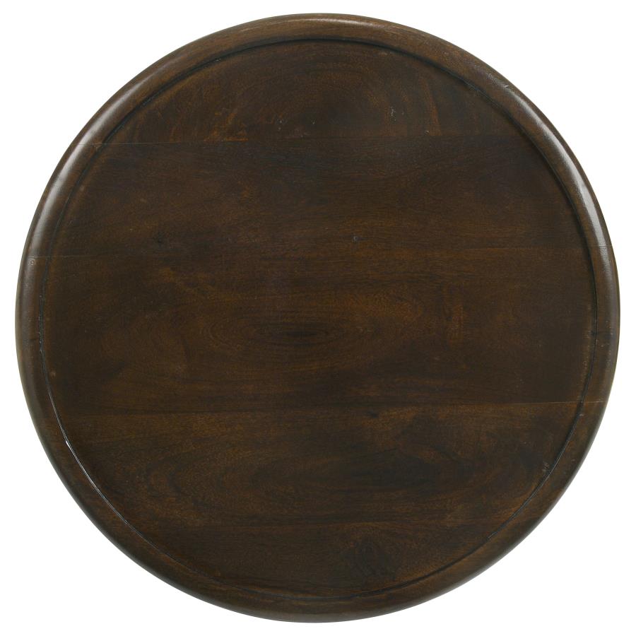 Krish 18-inch Round Accent Table Dark Brown