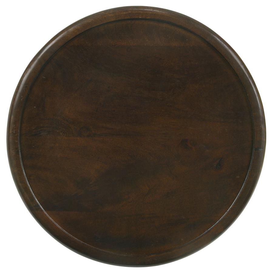 Krish 24-inch Round Accent Table Dark Brown