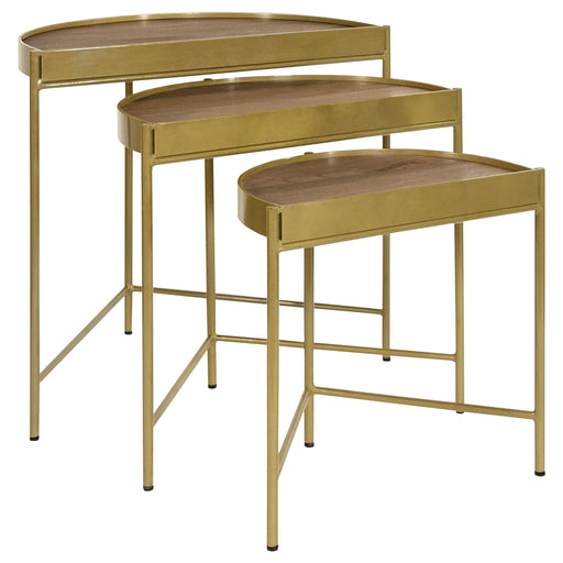 tristen-3-piece-demilune-nesting-table-with-recessed-top-brown-and-gold