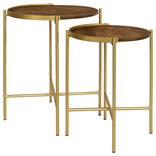 malka-2-piece-round-nesting-table-dark-brown-and-gold