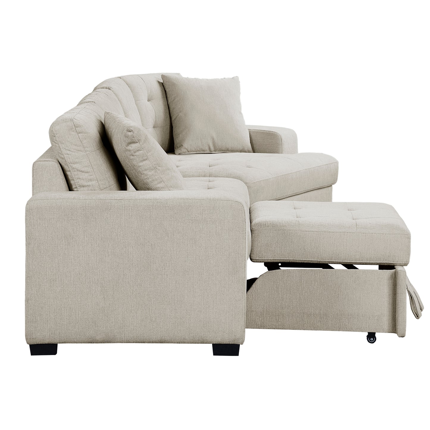 Logansport 2-Piece Sectional with Pull-out Ottoman BEIGE