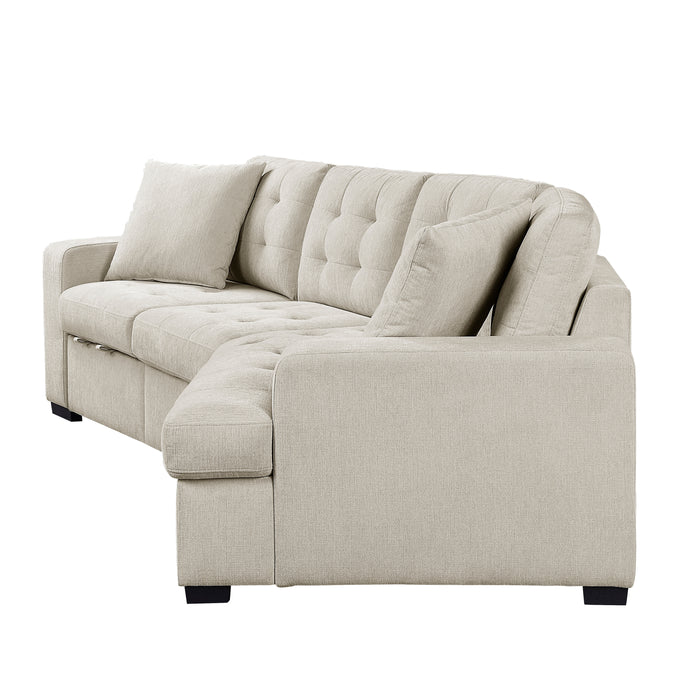 Logansport 2-Piece Sectional with Pull-out Ottoman BEIGE