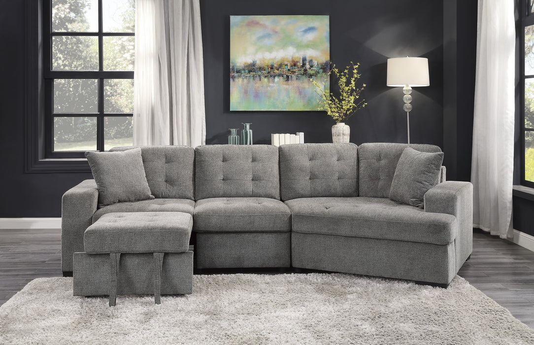 Logansport 2-Piece Sectional with Pull-out Ottoman GREY