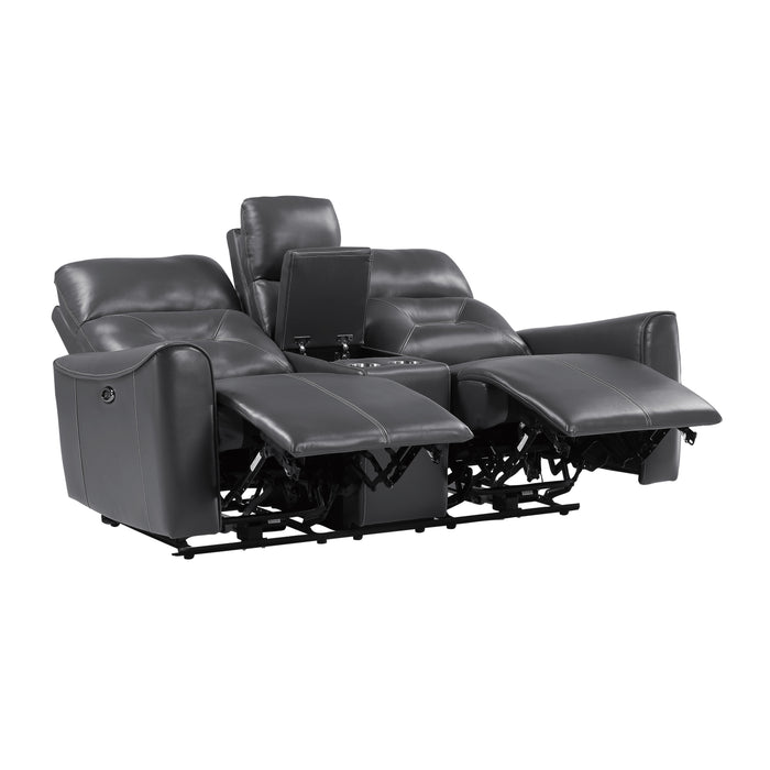 Burwell Recliner Loveset GREY VINYL