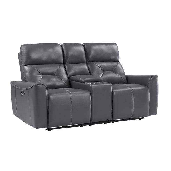 Burwell Recliner Loveset GREY VINYL