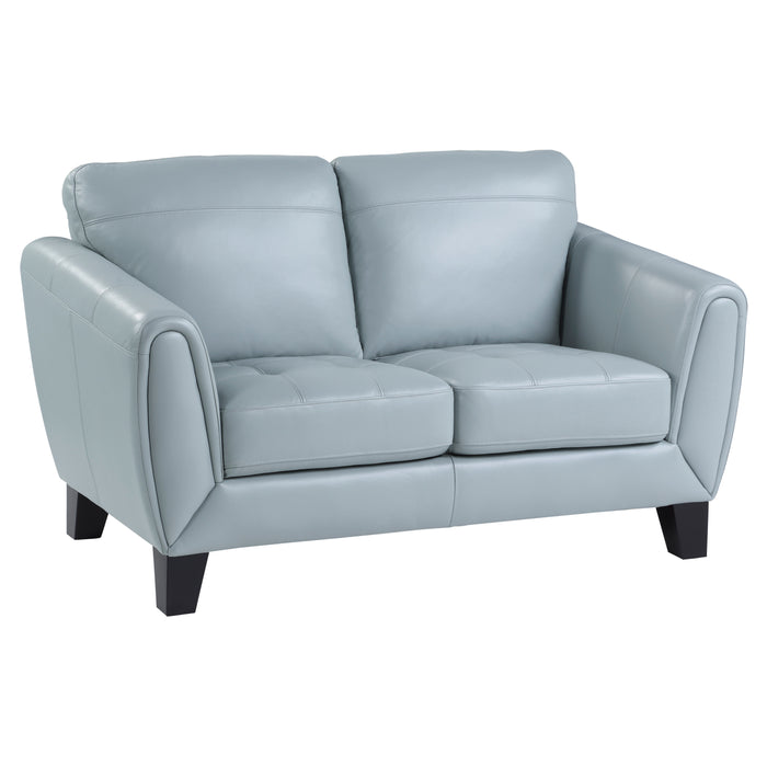 Spivey Top Grain Leather Loveseat AQUA