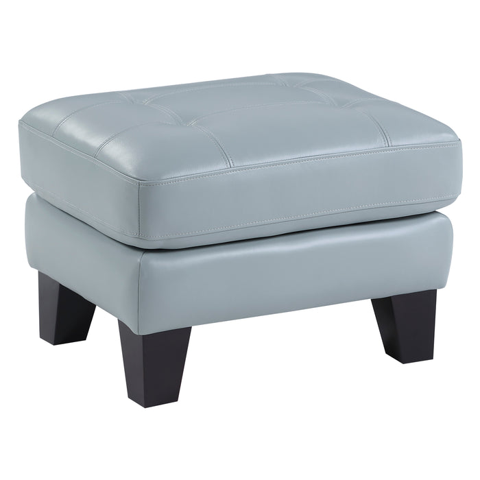 Spivey Top Grain Leather Ottoman AQUA 100% LEATHER