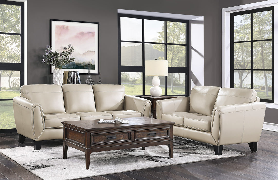 Spivey Top Grain Leather Loveseat BEIGE