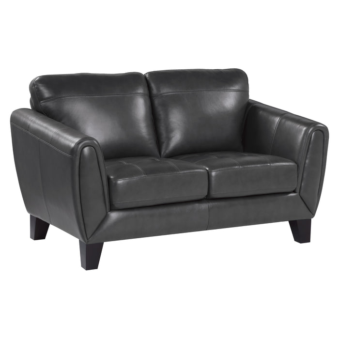 Spivey Top Grain Leather Loveseat DARK GREY