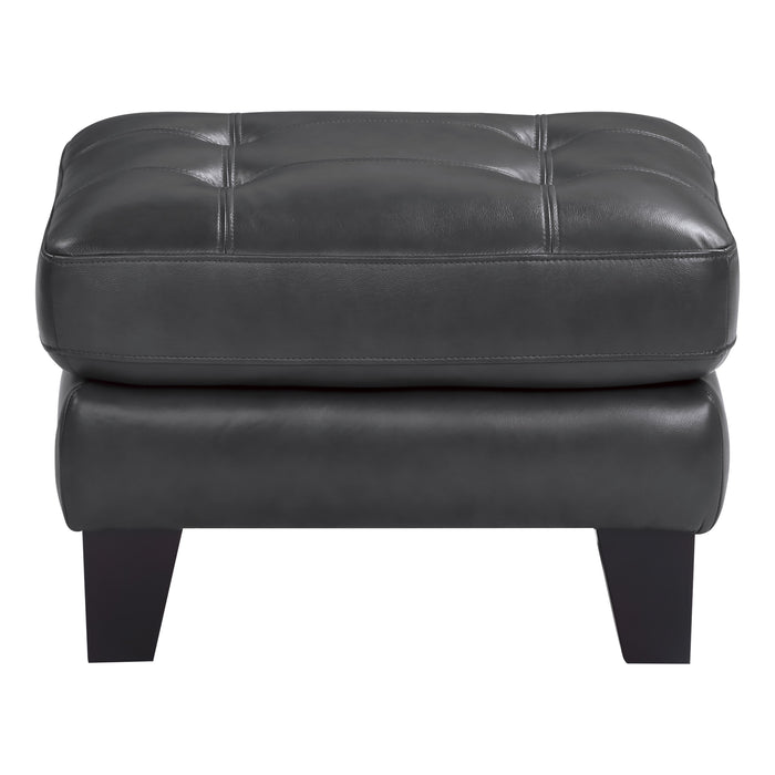 Spivey Top Grain Leather Ottoman DARK GREY 100% LEATHER