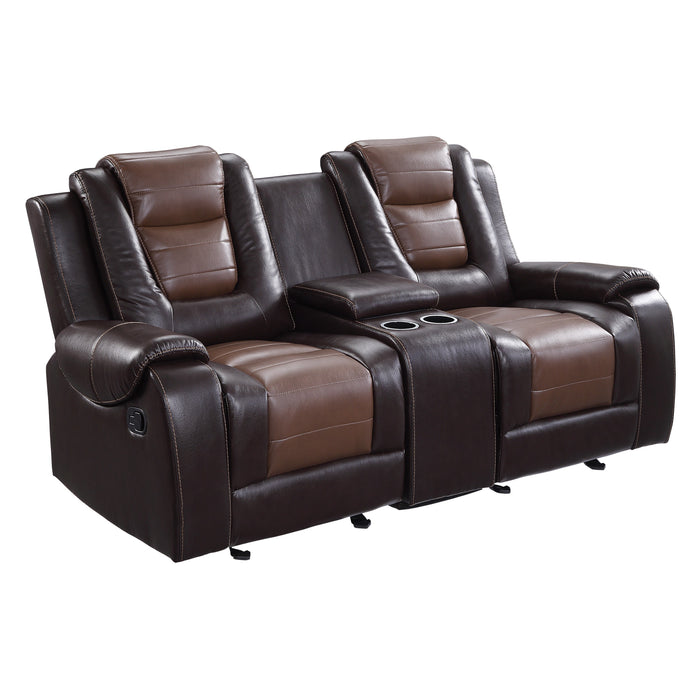 Briscoe Recliner Loveseat BROWN VINYL