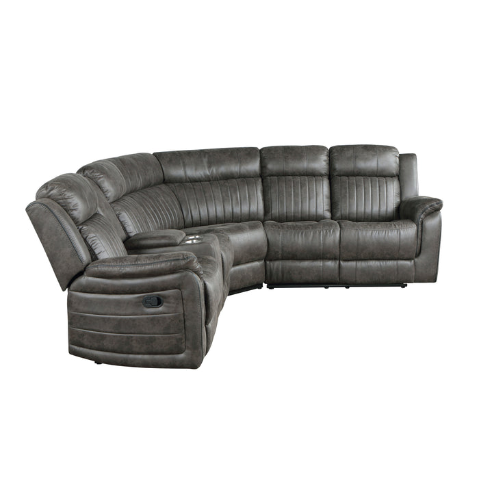 Centeroak 3-Piece Reclining Sectional with Left Console GREY