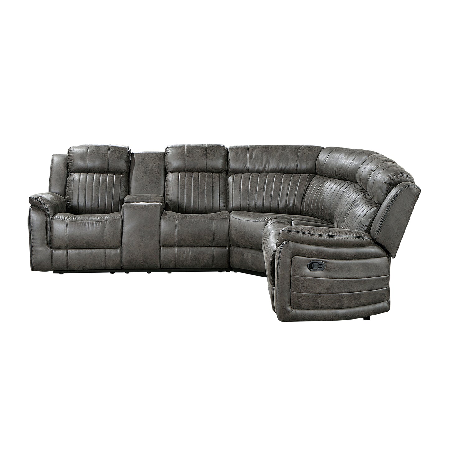 Centeroak 3-Piece Reclining Sectional with Left Console GREY