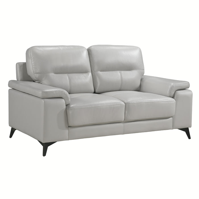 Mischa Top Grain Leather Loveseat SILVER