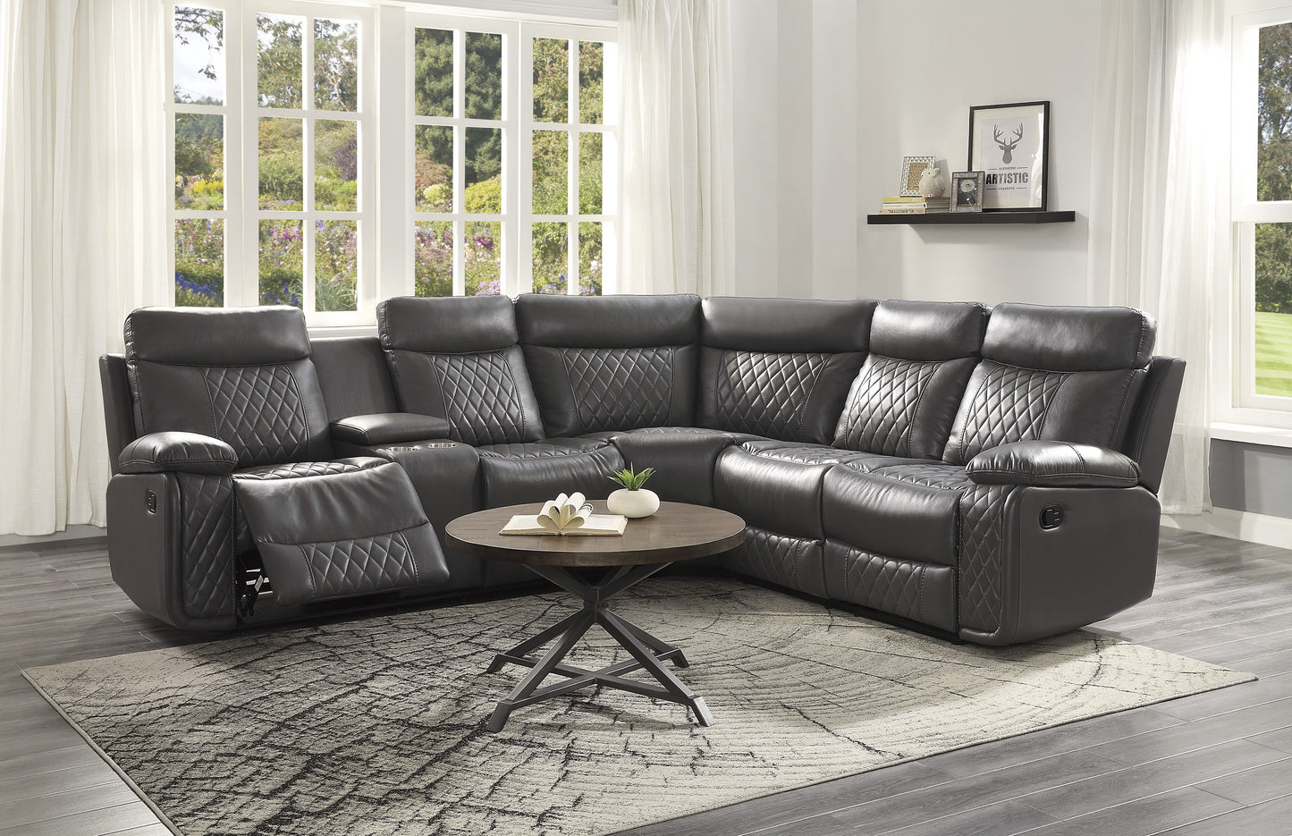 Socorro 3-Piece Reclining Sectional with Left Console GREY ONLY