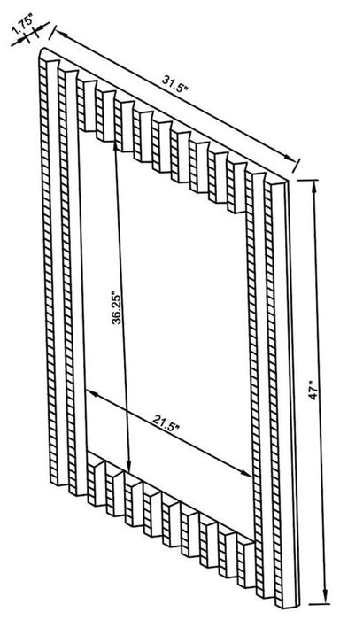 Aideen Rectangular Wall Mirror with Vertical Stripes of Faux Crystals