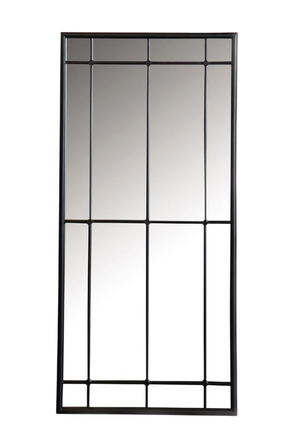 Annetta Rectangular Window Pane Wall Mirror Black