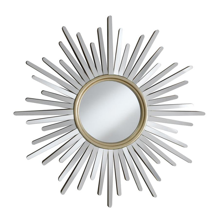 Beiwen Sunburst Wall Mirror Champagne and Silver