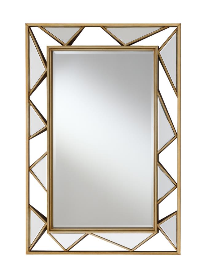 Rhonda Rectangular Geometric Wall Mirror Gold