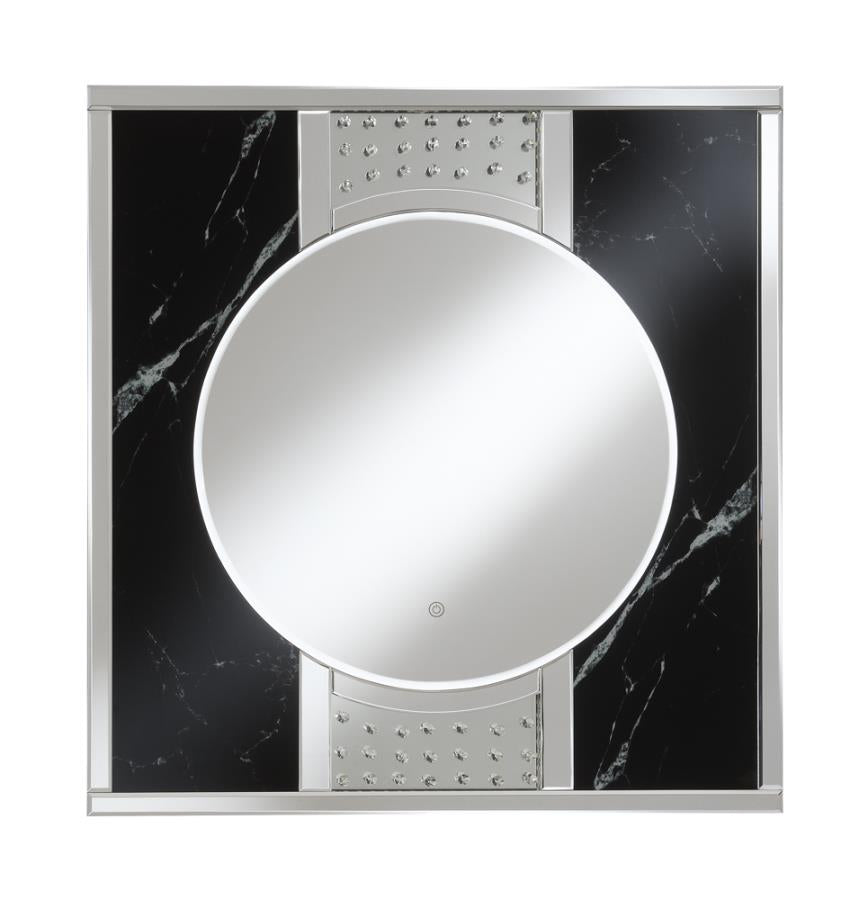 Carter Square LED Wall Mirror Silver and Black
