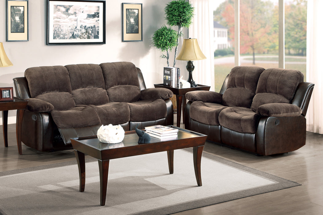 Cranley Recliner Loveseat BROWN MICROFIBER