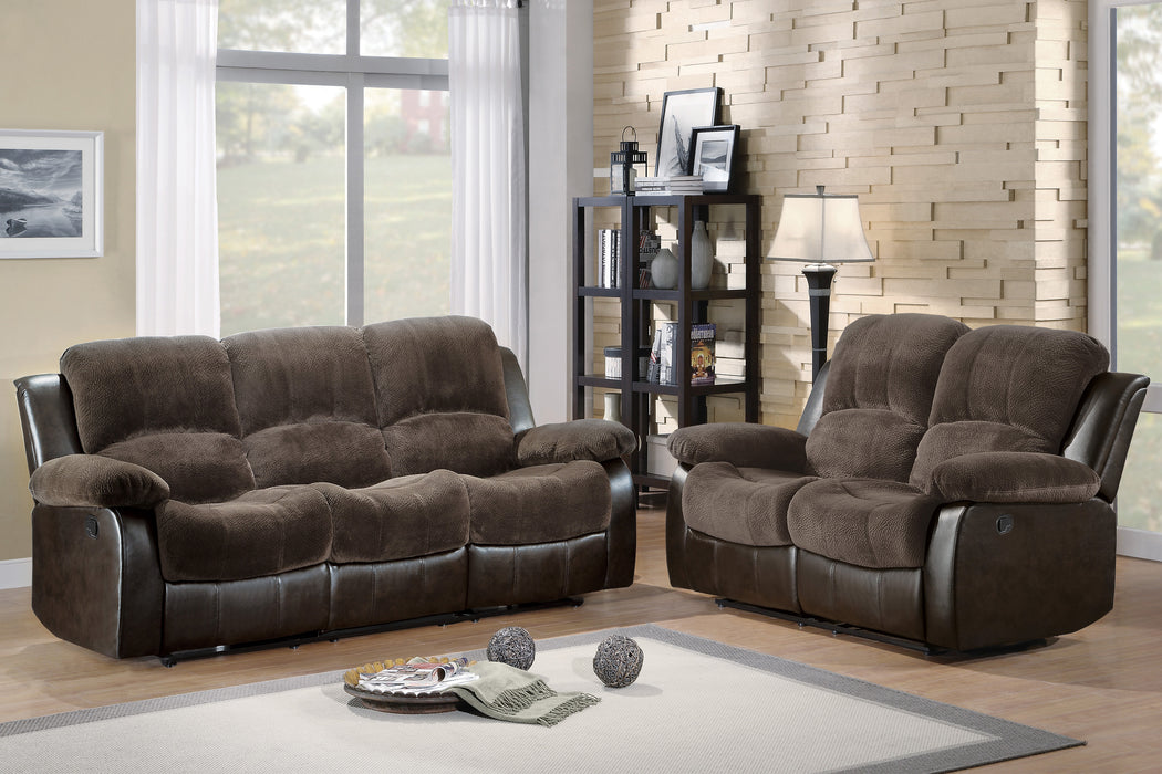 Cranley Recliner Loveseat BROWN MICROFIBER