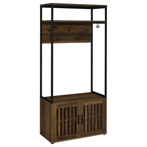 quincy-2-door-engineered-wood-hall-tree-dark-pine-and-black