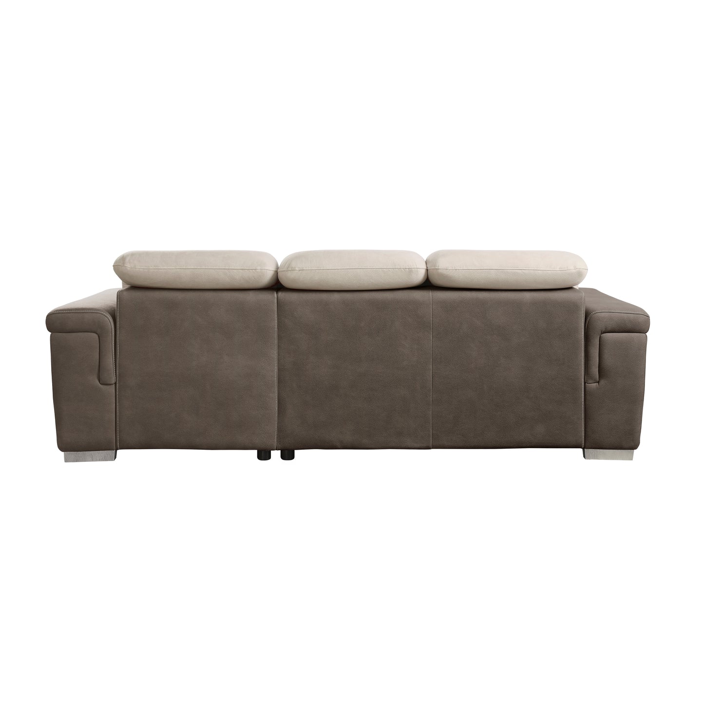 Alfio 2-Pcs Sectional w/ Adj. Headrests, Pull-out Bed & Right Chaise w/ Hidden Storage 2 TONE