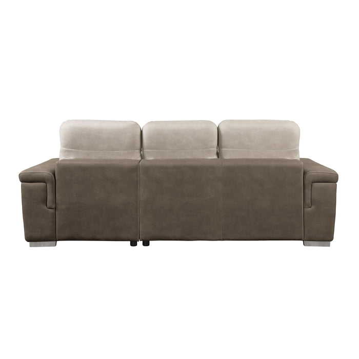 Alfio 2-Pcs Sectional w/ Adj. Headrests, Pull-out Bed & Right Chaise w/ Hidden Storage 2 TONE