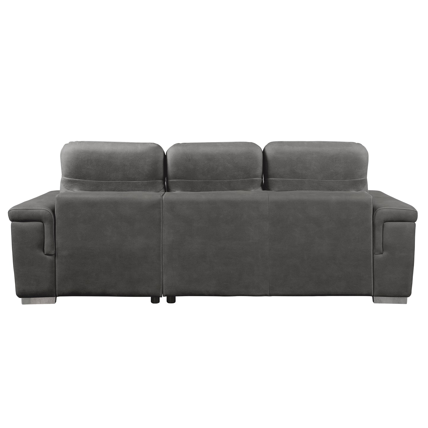 Alfio 2-Pcs Sectional w/ Adj. Headrests, Pull-out Bed & Right Chaise w/ Hidden Storage GREY