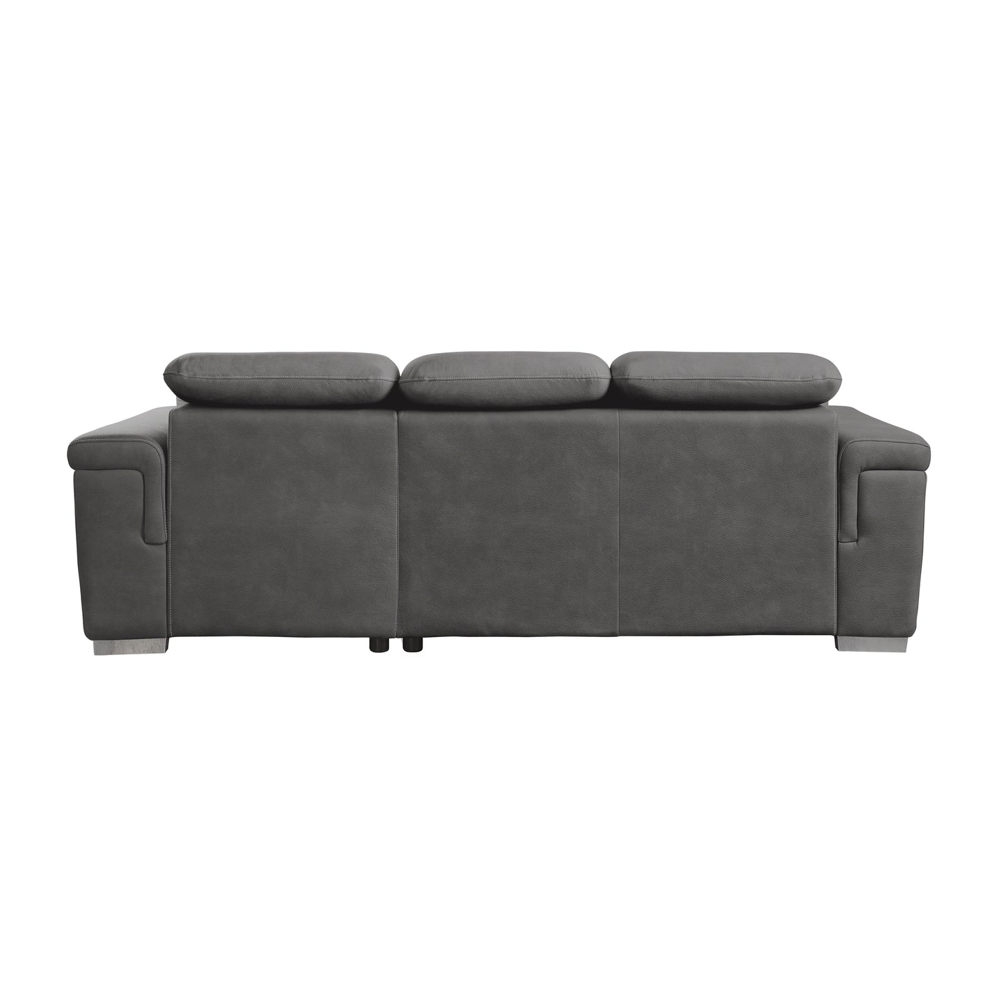 Alfio 2-Pcs Sectional w/ Adj. Headrests, Pull-out Bed & Right Chaise w/ Hidden Storage GREY