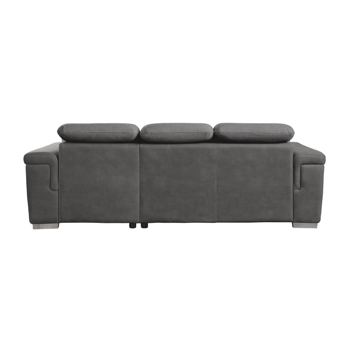 Alfio 2-Pcs Sectional w/ Adj. Headrests, Pull-out Bed & Right Chaise w/ Hidden Storage GREY