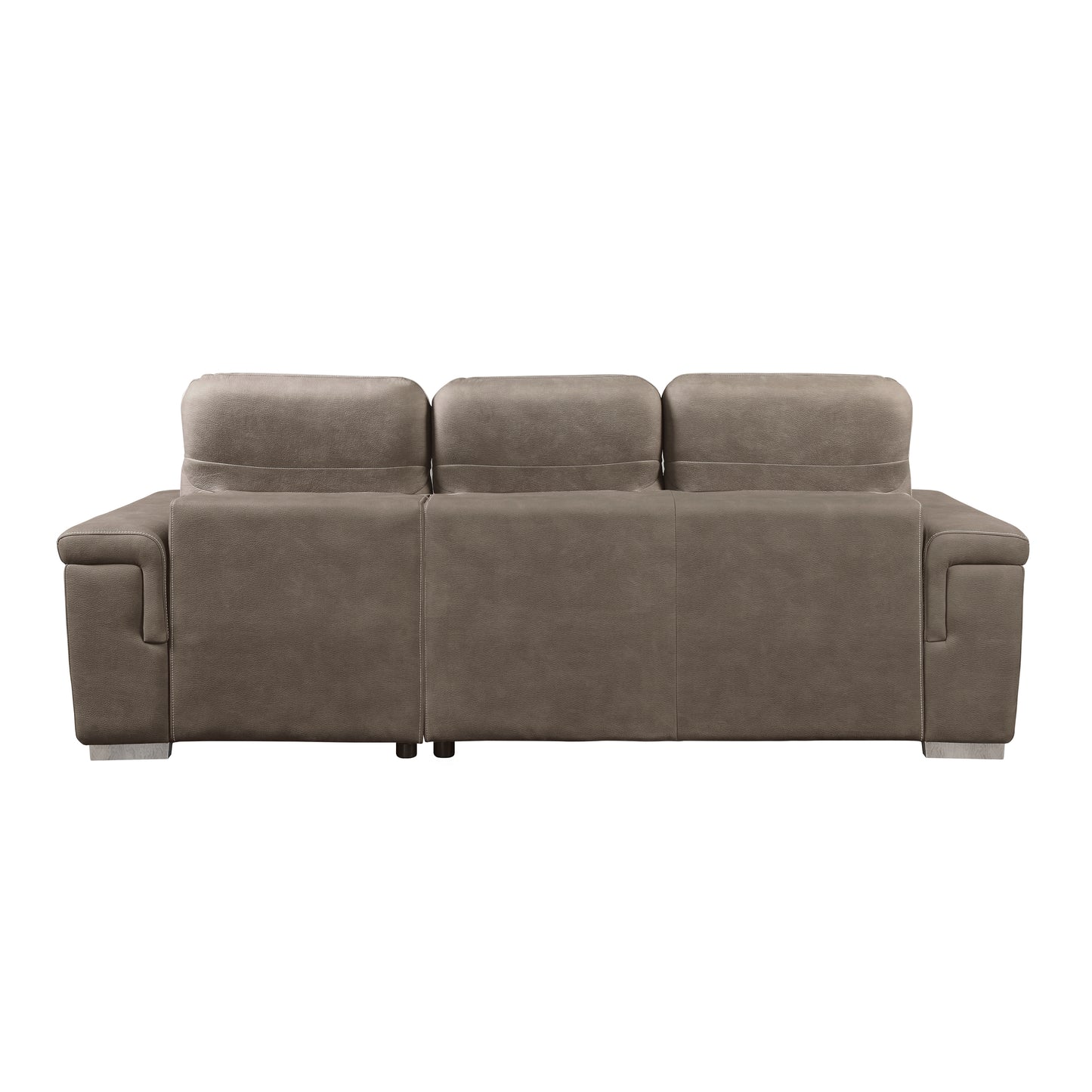 Alfio 2-Pcs Sectional w/ Adj. Headrests, Pull-out Bed & Right Chaise w/ Hidden Storage TAUPE