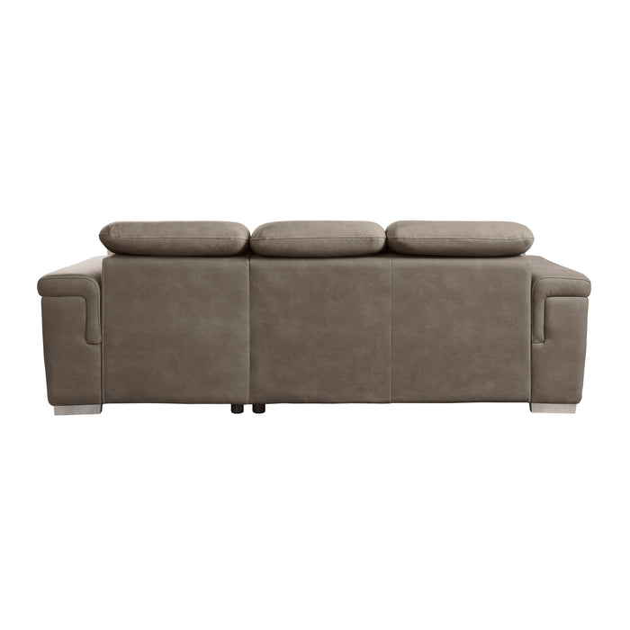 Alfio 2-Pcs Sectional w/ Adj. Headrests, Pull-out Bed & Right Chaise w/ Hidden Storage TAUPE