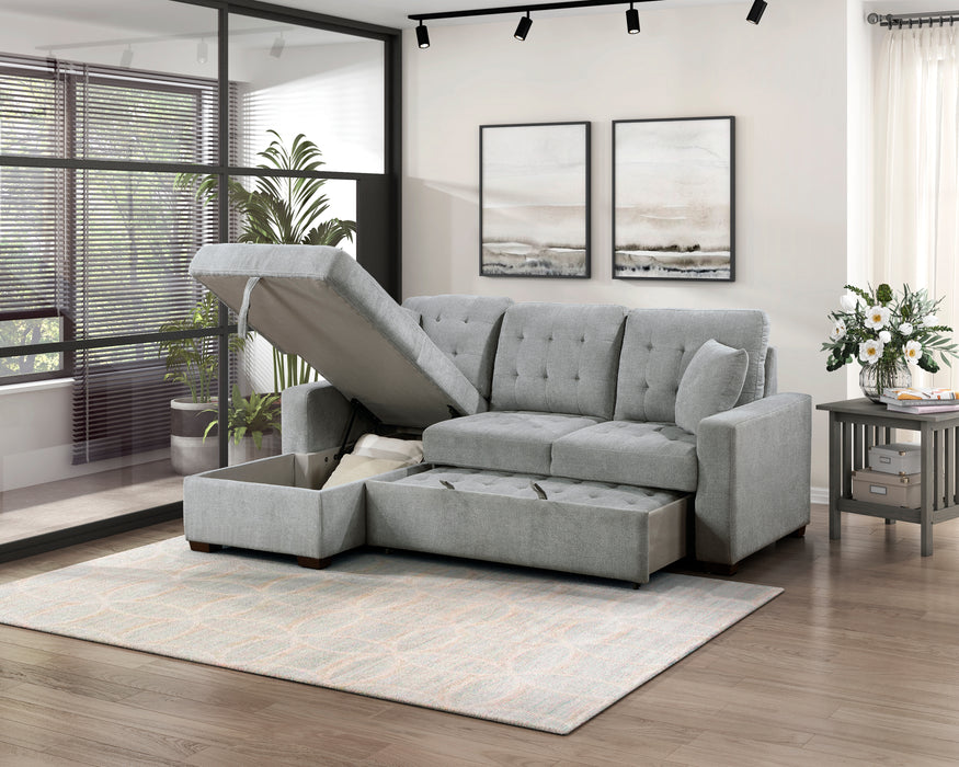 #Waitsfield Sectional w/Sleeper & Storage LAF GREY