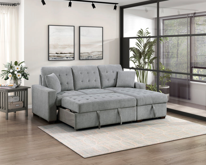 #Waitsfield Sectional w/Sleeper & Storage RAF GREY