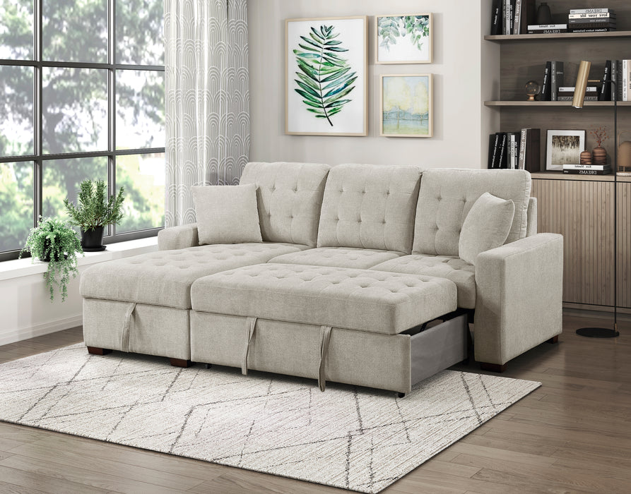 #Waitsfield Sectional w/Sleeper & Storage LAF SAND