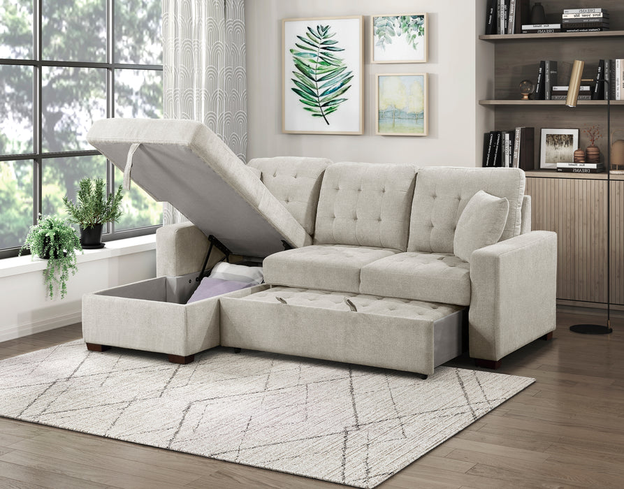 #Waitsfield Sectional w/Sleeper & Storage LAF SAND