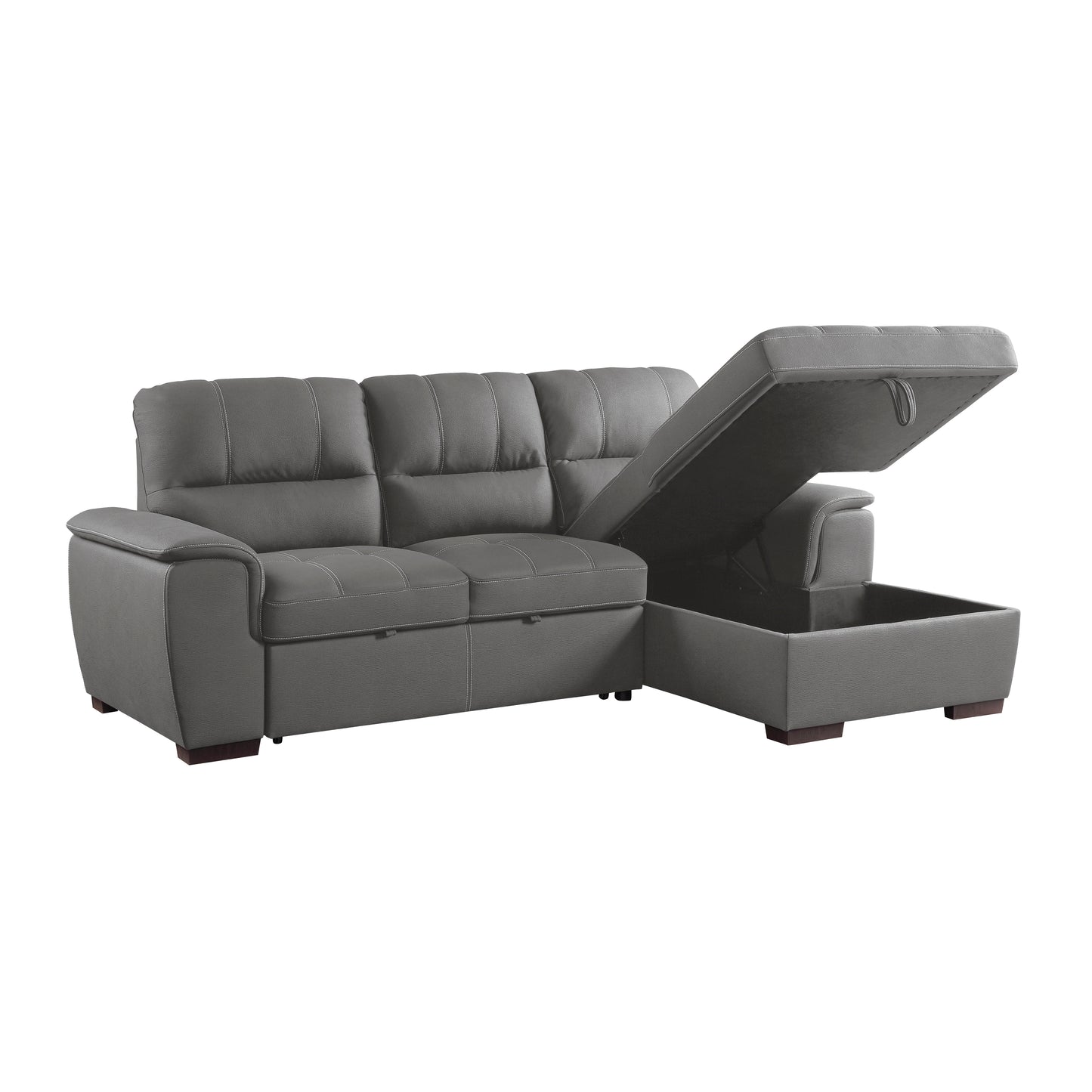 Andes 2-Pcs Sectional w/ Pull-out Bed & RAF ONLY w/ Hidden Storage GREY