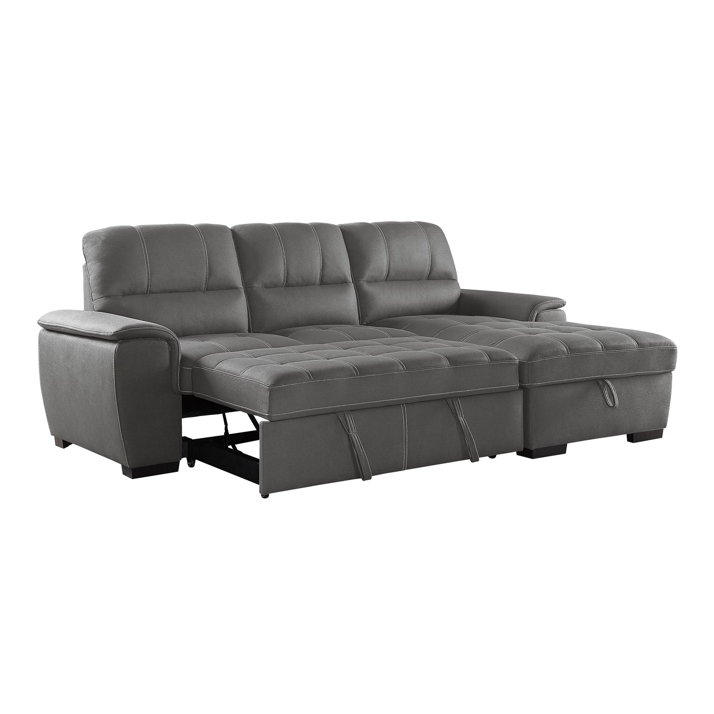 Andes 2-Pcs Sectional w/ Pull-out Bed & RAF ONLY w/ Hidden Storage GREY