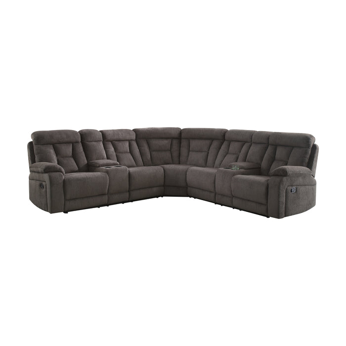 Rosnay 3-Piece Reclining Sectional with 2 Consoles CHOCOLATE