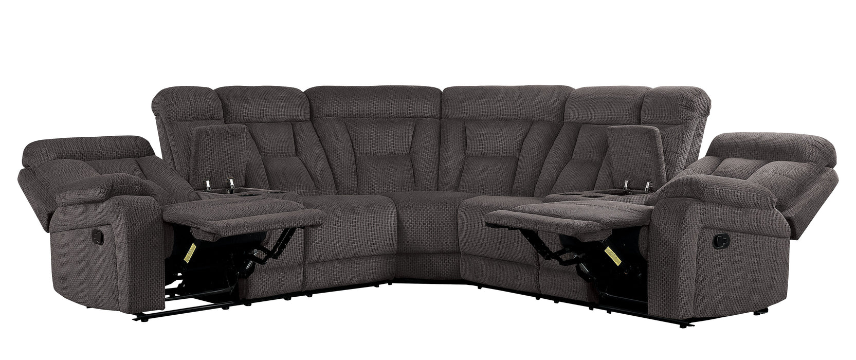 Rosnay 3-Piece Reclining Sectional with 2 Consoles CHOCOLATE