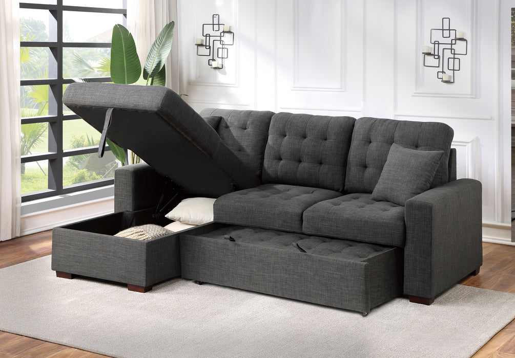 #McCafferty Sectional w/Sleeper & Storage LAF GREY